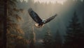 Spread wings, majestic bald eagle in mid air generated by AI Royalty Free Stock Photo