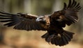 Spread wings, mid air, majestic bald eagle generated by AI Royalty Free Stock Photo