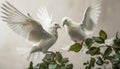 Spread wings of seagull and homing pigeon symbolize freedom generative AI Royalty Free Stock Photo