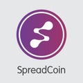Spreadcoin Virtual Currency - Vector Logo.