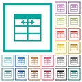 Spreadsheet adjust table column width flat color icons with quadrant frames Royalty Free Stock Photo