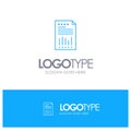 Spreadsheet, Business, Data, Financial, Graph, Paper, Report Blue outLine Logo with place for tagline