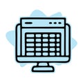 Spreadsheet, computer screen, financial accounting report line icon