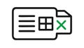Spreadsheet document with excel icon representing data file , vector design Generative AI Royalty Free Stock Photo