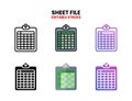 Spreadsheet icon set with different styles.