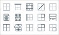 spreadsheet line icons. linear set. quality vector line set such as right align, border, border, border, column, text, right