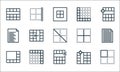 spreadsheet line icons. linear set. quality vector line set such as border, columns, border, columns, block, file, borders, block