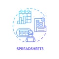 Spreadsheets blue gradient concept icon