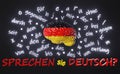 Sprechen Sie Deutsch Do You Speak German translation. Learning Foreign language fluency Human brain letters 3d render Royalty Free Stock Photo