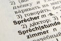 Sprecher - Speaker word in German dictionary Royalty Free Stock Photo