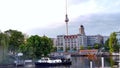 Spree bridge fischerinsel Tv tower in berlin rainy Berlin Royalty Free Stock Photo