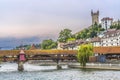 Spreuer Wooden Covered Bridge Inner Harbor Lucerne Switzerland Royalty Free Stock Photo