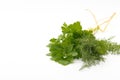 sprig of fresh parsley isolated on white background, Petroselinum crispum Royalty Free Stock Photo