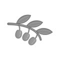 Sprig of olive icon, black monochrome style