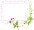 Sprig with pink flowers. Frame