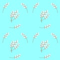 Sprigs of blossoming willow on a blue background. Great Easter holiday. Seamless vector pattern