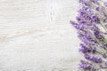 Sprigs of lavender on wooden background Royalty Free Stock Photo