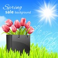 Sprin sale background with tulips