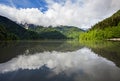 Ritsa mountain lake in Abkhazia in spring