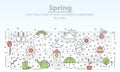 Vector thin line art spring poster banner template