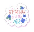 Spring is in air. sticker small blue flowers. spring flowers hyacinth. cute cartoon stickers