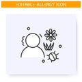 Spring allergy line icon. Editable illustration Royalty Free Stock Photo