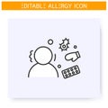 Spring allergy line icon. Editable illustration Royalty Free Stock Photo