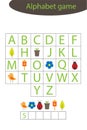 Spring alphabet game for children, make a word, preschool worksheet activity for kids, educational spelling scramble game for the