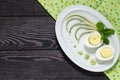 Spring appetizer with egg and wild garlic Royalty Free Stock Photo