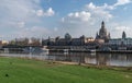 Spring architecture panorama of the Old Town with Elbe river in Dresden, Saxony, Germany Royalty Free Stock Photo