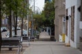 Spring, 2016 - Austin, Texas, USA - Austin Central Street in downtown. Empty wide sidewalk in downtown Austin Royalty Free Stock Photo