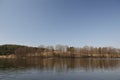 Spring autumn lake panorama view in Dzukija, Lithuania Royalty Free Stock Photo