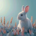 Spring awakening Serene white rabbit captures the essence of spring
