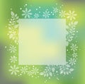 Square Abstract Springtime Frame With Leaf Silhouettes Isolated On A White Background.