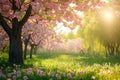 Spring background with beautiful pink cherry blossoms Royalty Free Stock Photo