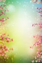 Spring background. Blooming cherry. Vertical background. AI generative