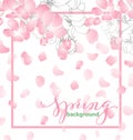 Spring background with blossoming Apple flowers. Vector template