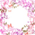 Spring background, Colorful butterflies set wreath Royalty Free Stock Photo