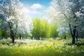 Spring background, green tree leaves on blurred background Royalty Free Stock Photo