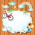 Spring background with label and bike