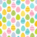 Spring background with painted Easter eggs. Digital paper. Vector hand-drawn illustration in pastel colors. Ideal for Royalty Free Stock Photo