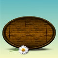 Spring background with realistic wooden round shape sign and daisy flower, colorful banner for easter sale and spring events. Vec