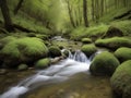 Spring background Stream of water in the forest Royalty Free Stock Photo