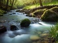 Spring background. Stream of water in the forest Royalty Free Stock Photo