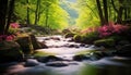 Spring background Stream of water in the forest Royalty Free Stock Photo