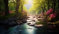 Spring background Stream of water in the forest Royalty Free Stock Photo