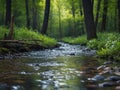 Spring background Stream of water in the forest. Royalty Free Stock Photo