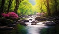 Spring background Stream of water in the forest Royalty Free Stock Photo