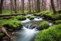 Spring background Stream of water in the forest Royalty Free Stock Photo