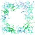 Spring background, wreath with green mint leaves, watercolor. Round banner for text. Vector